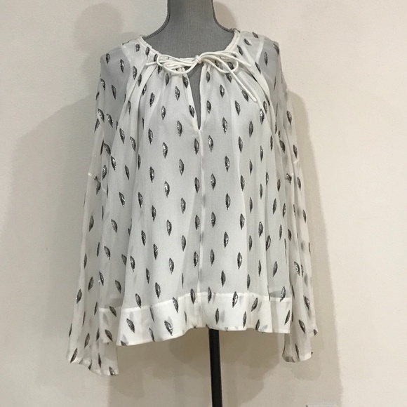 Womens M EUR 40 IRO silk metallic boho peasant top - Picture 4 of 8